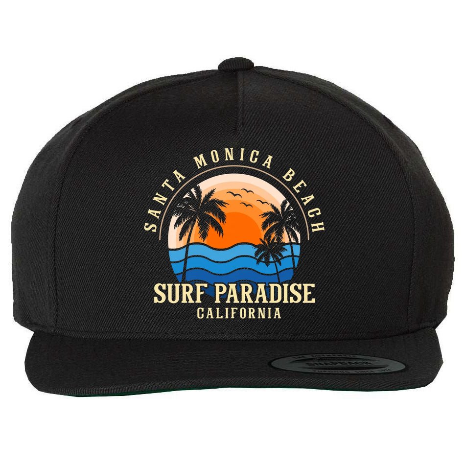 Santa Monica Beach California Wool Snapback Cap