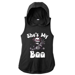 SheS My Boo Matching Halloween Pajama Couples HeS My Boo Ladies PosiCharge Tri-Blend Wicking Draft Hoodie Tank