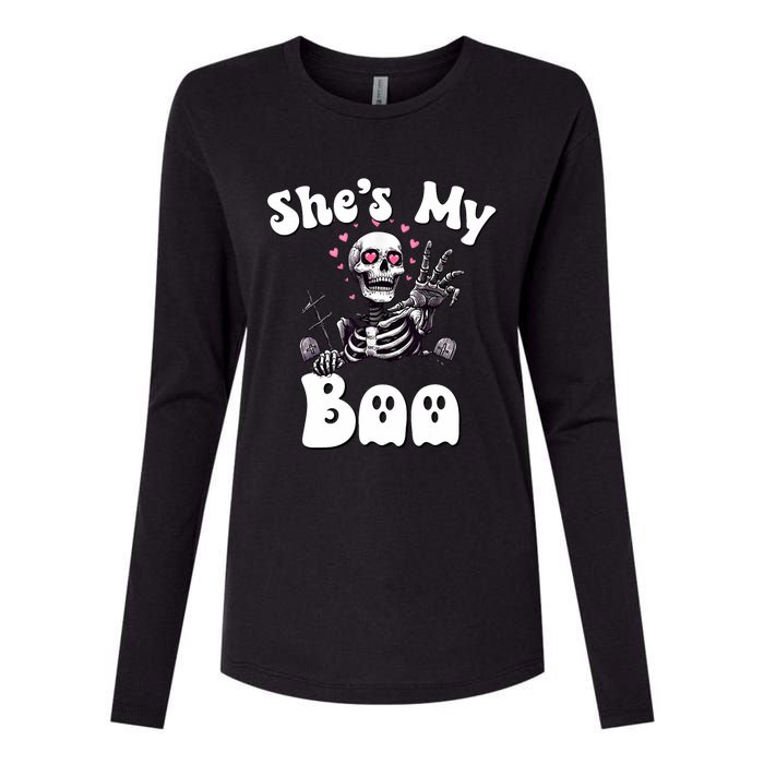 SheS My Boo Matching Halloween Pajama Couples HeS My Boo Womens Cotton Relaxed Long Sleeve T-Shirt