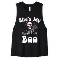 SheS My Boo Matching Halloween Pajama Couples HeS My Boo Women's Racerback Cropped Tank