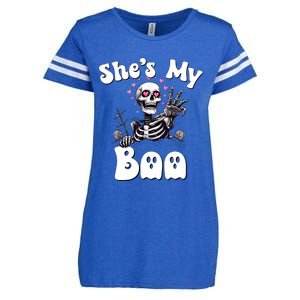 SheS My Boo Matching Halloween Pajama Couples HeS My Boo Enza Ladies Jersey Football T-Shirt