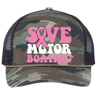 Save Motor Boating Breast Cancer Pink Ribbon Gift Retro Rope Trucker Hat Cap