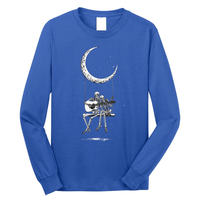 Skeleton Moon Band Rock And Roll Concert Graphic Long Sleeve Shirt