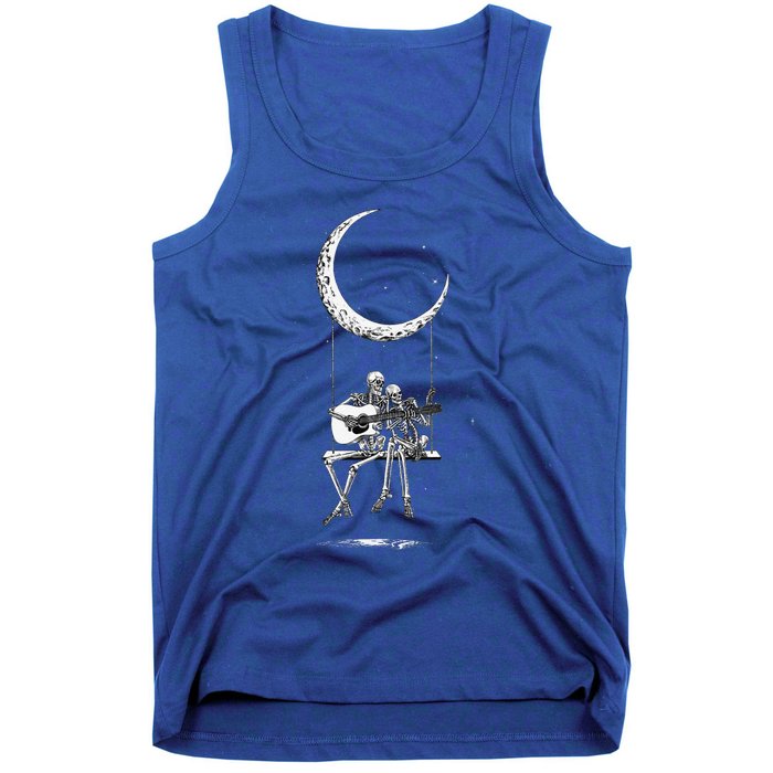 Skeleton Moon Band Rock And Roll Concert Graphic Tank Top