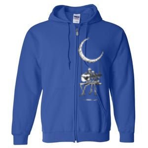 Skeleton Moon Band Rock And Roll Concert Graphic Full Zip Hoodie