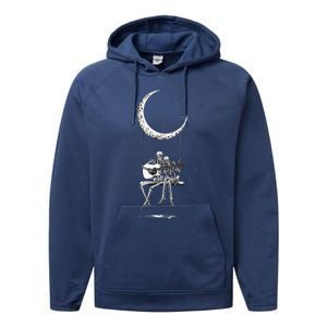 Skeleton Moon Band Rock And Roll Concert Graphic Performance Fleece Hoodie