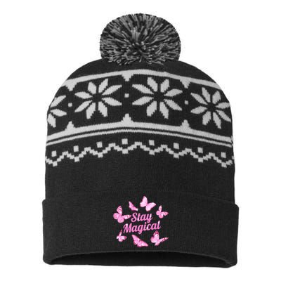 Stay Magical Butterfly Cute Gift USA-Made Snowflake Beanie