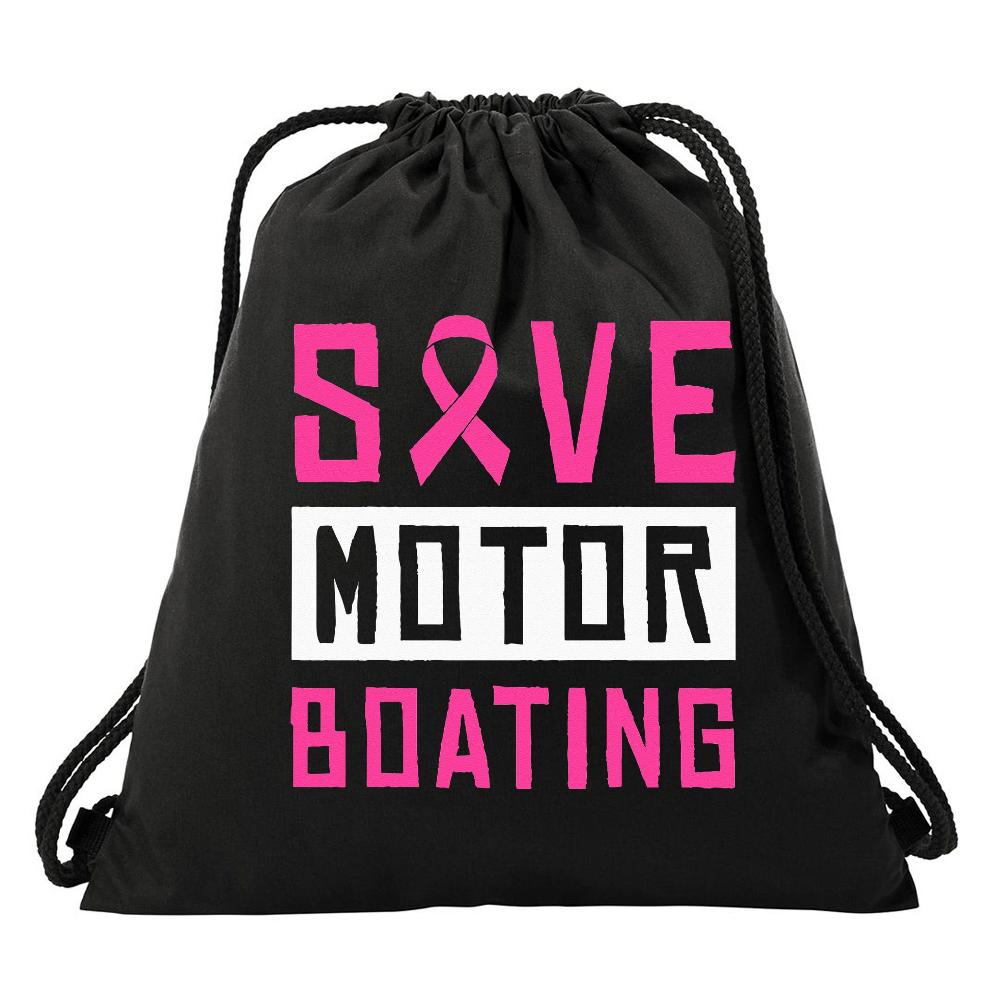 Save Motor Boating Fighting Breast Cancer Drawstring Bag