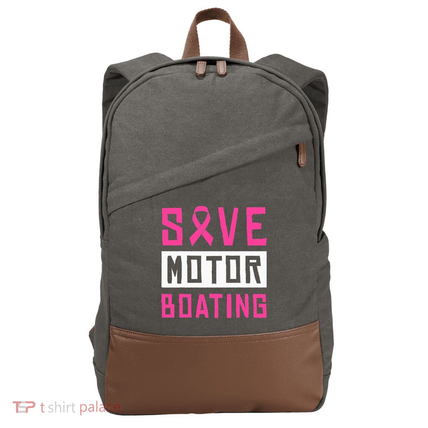 Save Motor Boating Fighting Breast Cancer Cotton Canvas Backpack