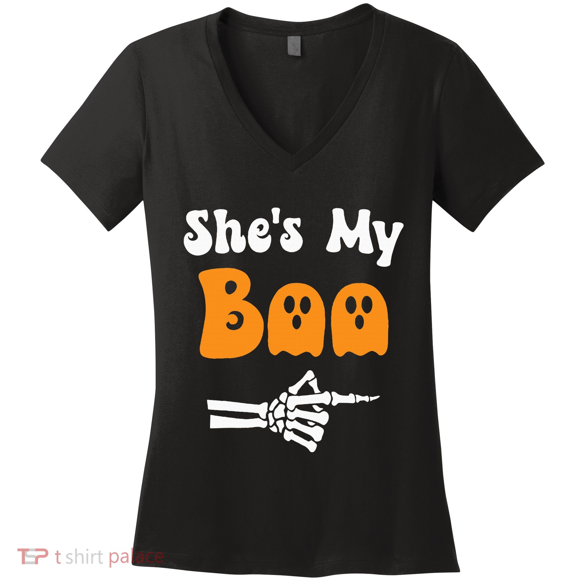 SheS My Boo Matching Halloween Pajama Women's V-Neck T-Shirt