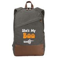 SheS My Boo Matching Halloween Pajama Cotton Canvas Backpack