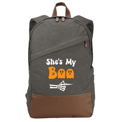 SheS My Boo Matching Halloween Pajama Cotton Canvas Backpack