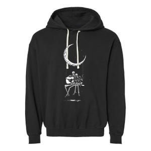 Skeleton Moon Band Rock And Roll Concert Garment-Dyed Fleece Hoodie