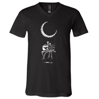 Skeleton Moon Band Rock And Roll Concert V-Neck T-Shirt