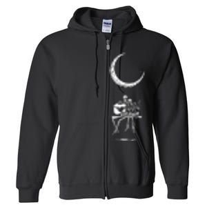 Skeleton Moon Band Rock And Roll Concert Full Zip Hoodie