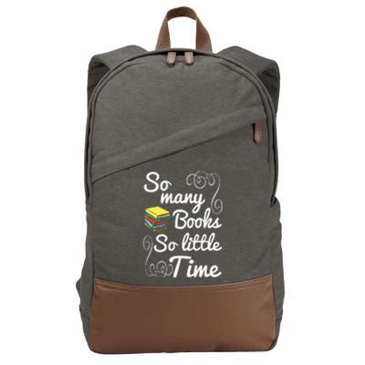 So Many Books Little Time Books Lover Cotton Canvas Backpack