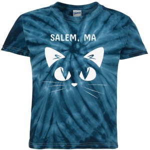 Salem MA Black Cat Halloween Kids Tie-Dye T-Shirt