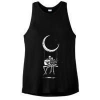 Skeleton Moon Band Rock And Roll Halloween Lazy Costume Ladies PosiCharge Tri-Blend Wicking Tank