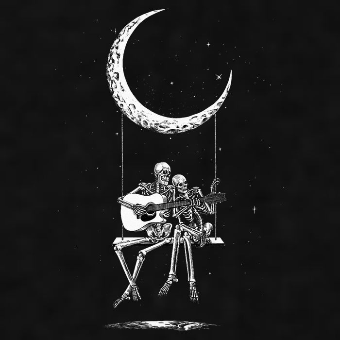 Skeleton Moon Band Rock And Roll Halloween Lazy Costume Ladies PosiCharge Tri-Blend Wicking Tank