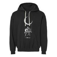 Skeleton Moon Band Rock And Roll Halloween Lazy Costume Garment-Dyed Fleece Hoodie