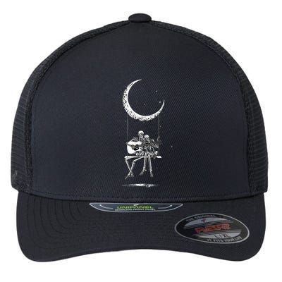 Skeleton Moon Band Rock And Roll Halloween Lazy Costume Flexfit Unipanel Trucker Cap