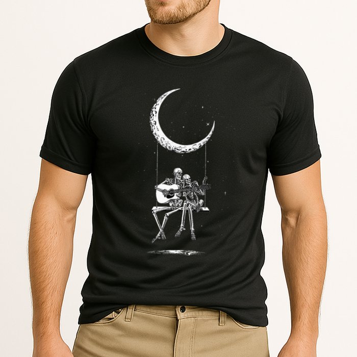 Skeleton Moon Band Rock And Roll Halloween Lazy Costume Performance Shirt