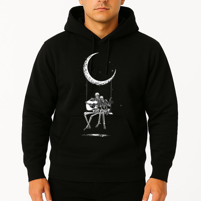 Skeleton Moon Band Rock And Roll Halloween Lazy Costume Hoodie
