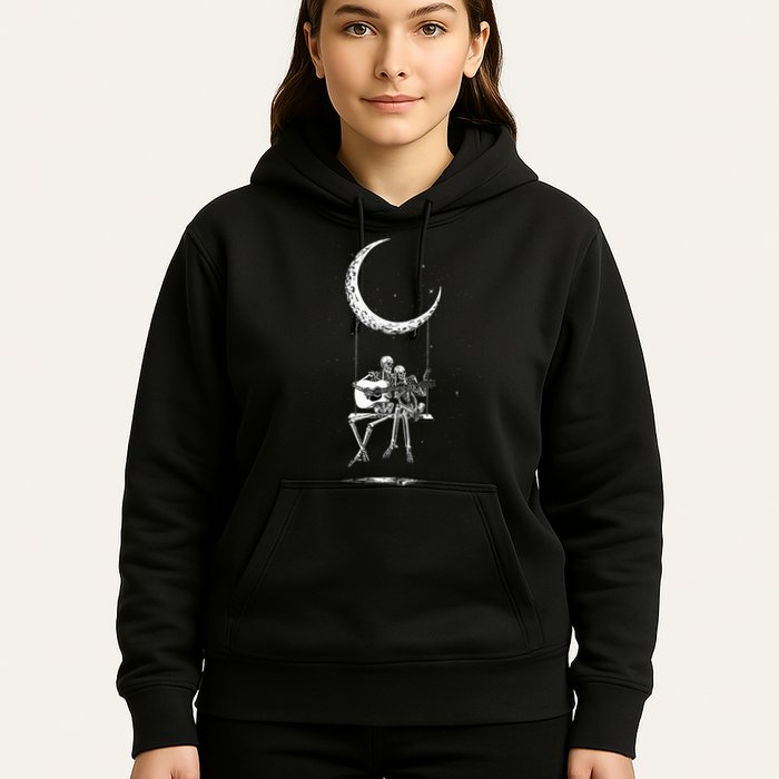 Skeleton Moon Band Rock And Roll Halloween Lazy Costume Hoodie