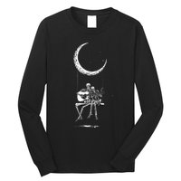 Skeleton Moon Band Rock And Roll Halloween Lazy Costume Long Sleeve Shirt