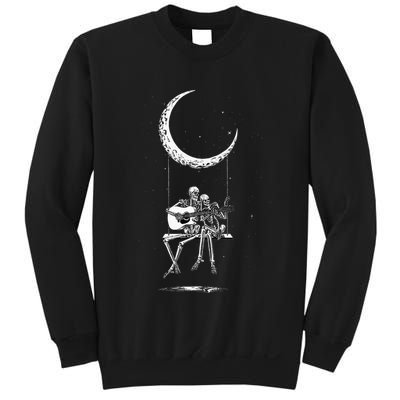 Skeleton Moon Band Rock And Roll Halloween Lazy Costume Sweatshirt