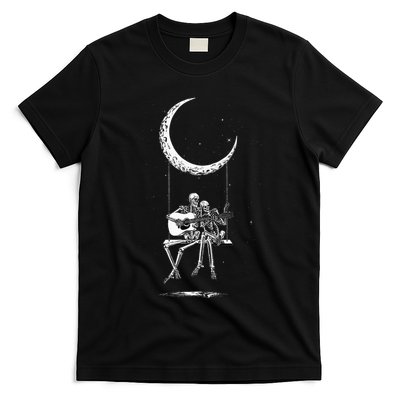 Skeleton Moon Band Rock And Roll Halloween Lazy Costume T-Shirt