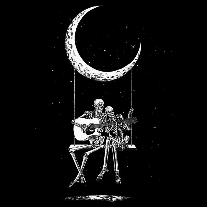 Skeleton Moon Band Rock And Roll Halloween Lazy Costume T-Shirt
