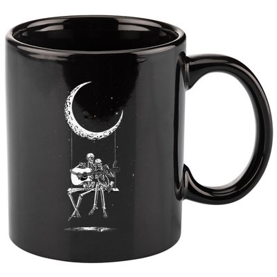 Skeleton Moon Band Rock And Roll Halloween Lazy Costume 11oz C Handle Ceramic Mug