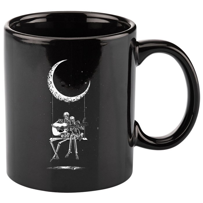 Skeleton Moon Band Rock And Roll Halloween Lazy Costume 11oz C Handle Ceramic Mug