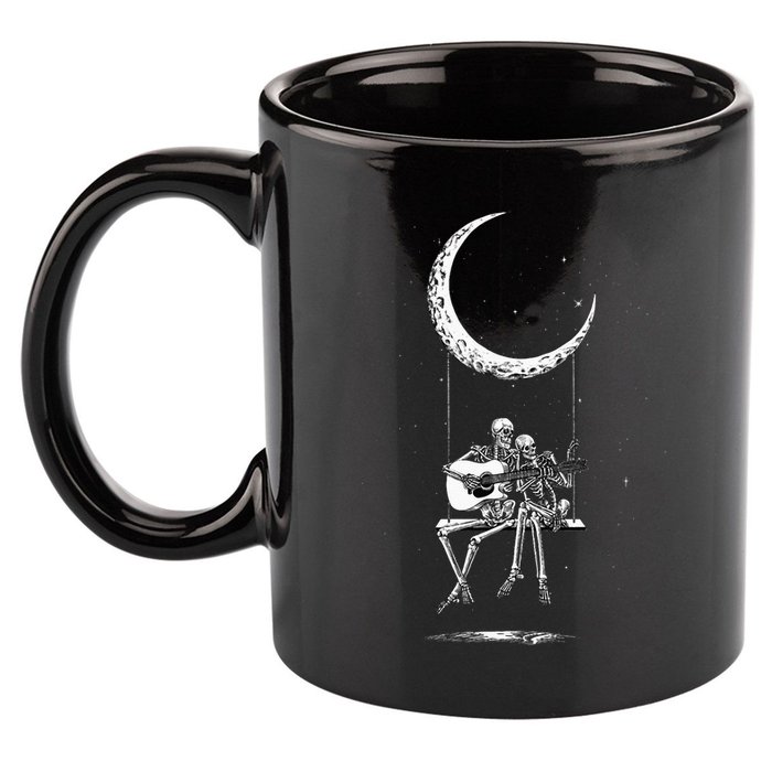 Skeleton Moon Band Rock And Roll Halloween Lazy Costume 11oz C Handle Ceramic Mug