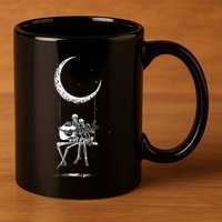 Skeleton Moon Band Rock And Roll Halloween Lazy Costume 11oz C Handle Ceramic Mug