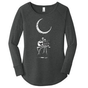 Skeleton Moon Band Rock And Roll Halloween Lazy Costume Women's Perfect Tri Tunic Long Sleeve Shirt