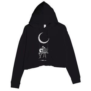 Skeleton Moon Band Rock And Roll Halloween Lazy Costume Crop Fleece Hoodie