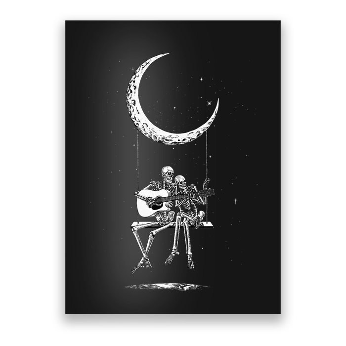 Skeleton Moon Band Rock And Roll Halloween Lazy Costume Poster