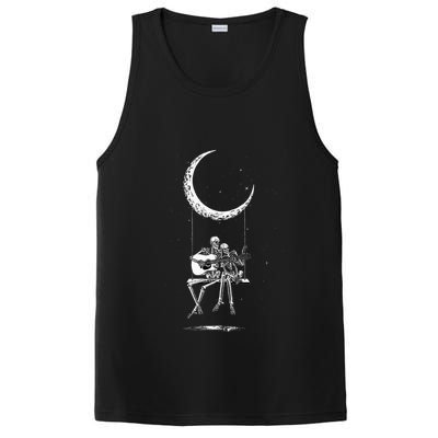Skeleton Moon Band Rock And Roll Halloween Lazy Costume PosiCharge Competitor Tank