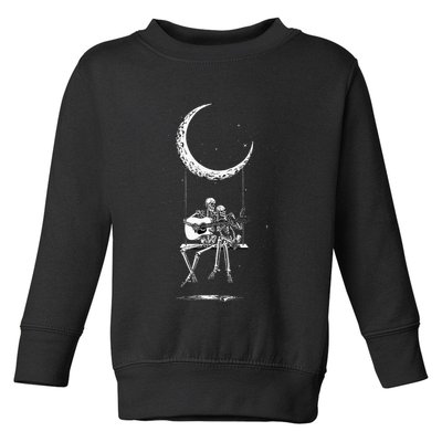 Skeleton Moon Band Rock And Roll Halloween Lazy Costume Toddler Sweatshirt
