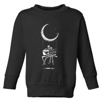 Skeleton Moon Band Rock And Roll Halloween Lazy Costume Toddler Sweatshirt