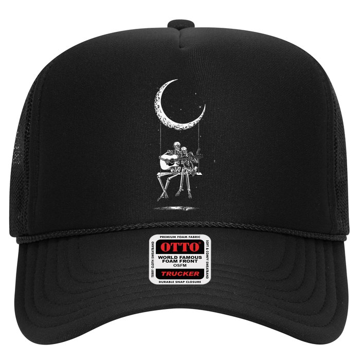 Skeleton Moon Band Rock And Roll Halloween Lazy Costume Trucker Hat