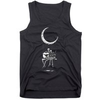 Skeleton Moon Band Rock And Roll Halloween Lazy Costume Tank Top