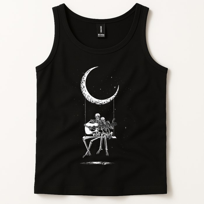 Skeleton Moon Band Rock And Roll Halloween Lazy Costume Tank Top