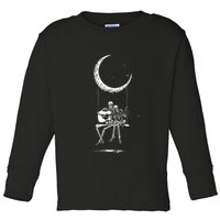 Skeleton Moon Band Rock And Roll Halloween Lazy Costume Toddler Long Sleeve Shirt