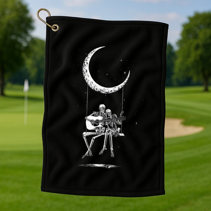Skeleton Moon Band Rock And Roll Halloween Lazy Costume Golf Towel