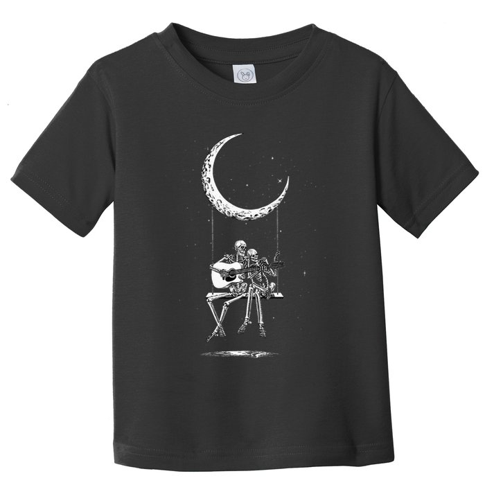 Skeleton Moon Band Rock And Roll Halloween Lazy Costume Toddler T-Shirt