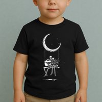 Skeleton Moon Band Rock And Roll Halloween Lazy Costume Toddler T-Shirt