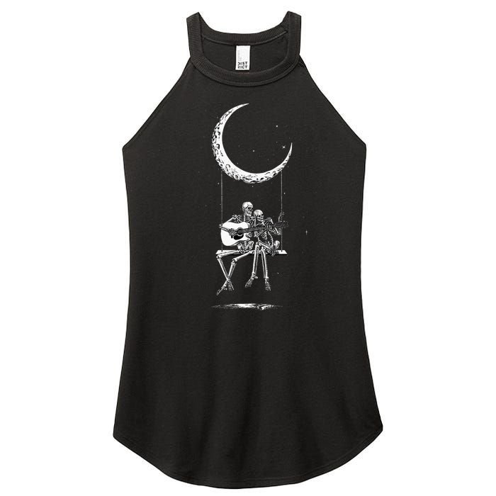 Skeleton Moon Band Rock And Roll Halloween Lazy Costume Women's Perfect Tri Rocker Tank